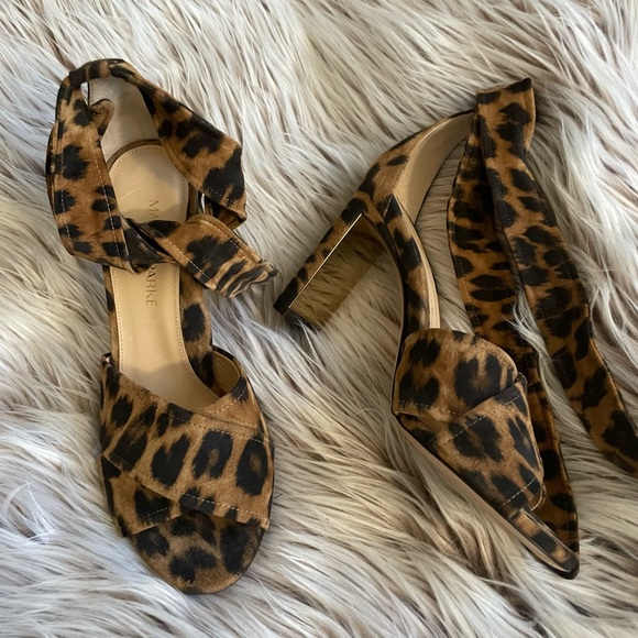 Marion Parke Bella Suede Leopard Ankle Tie Heels - Picture 1 of 13